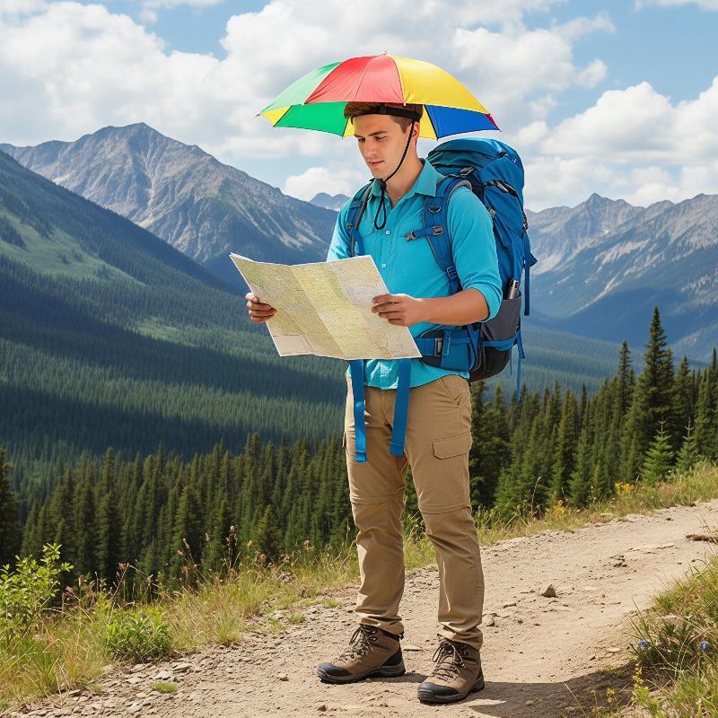 Bucket Hat Straw - @*Head-mounted Umbrella FoldableWaterproof UV Protection Sun