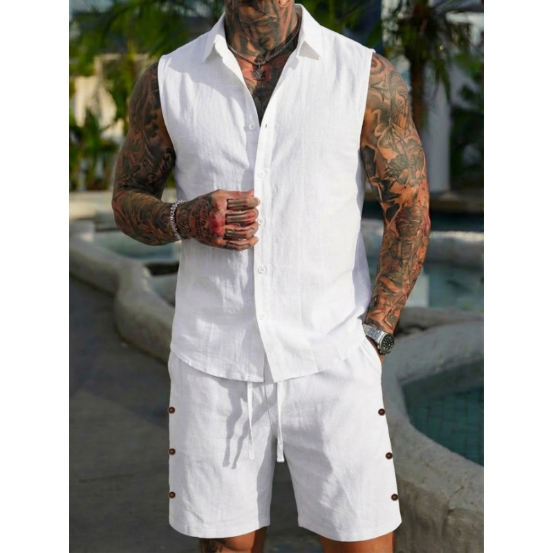 Men's 2 Piece Linen Textured S - Short Linen Drawstring review and price