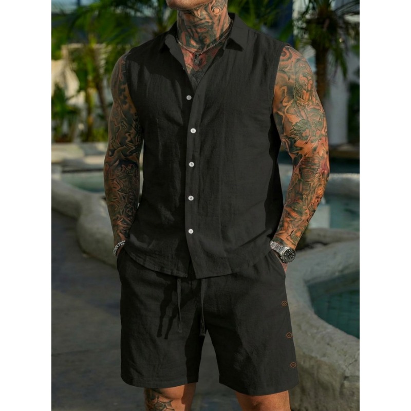 Men's 2 Piece Linen Textured S - Short Linen Drawstring review and price