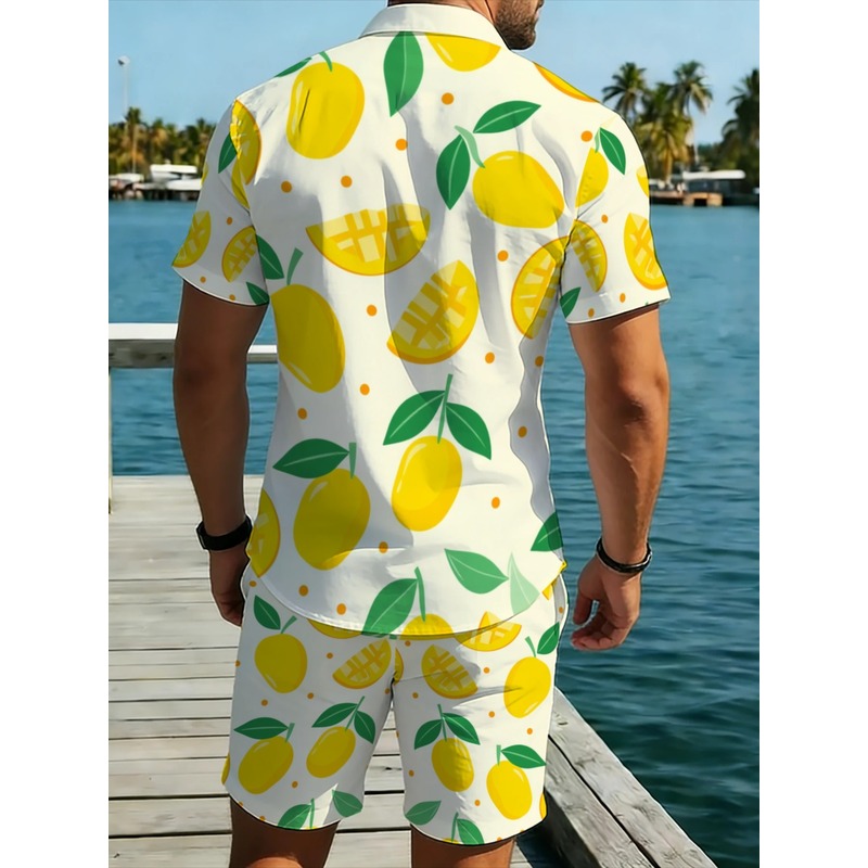 Men Linen Print Short Sleeve S - Short Linen Drawstring review and price